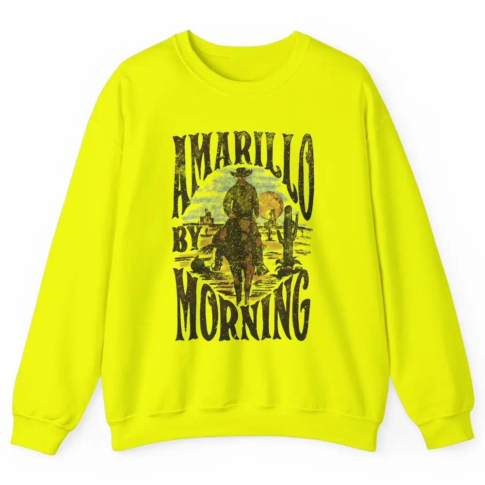 Retro Cowboy Riding Horse Desert Amarillo By Morning Western Unisex Crewneck Sweatshirt