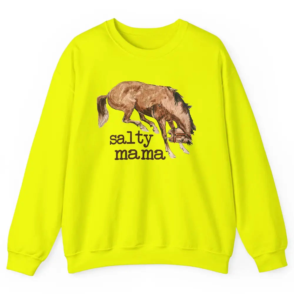 Retro Cowgirl Salty Mama Horse Lovers Western Country Cowboy Unisex Crewneck Sweatshirt