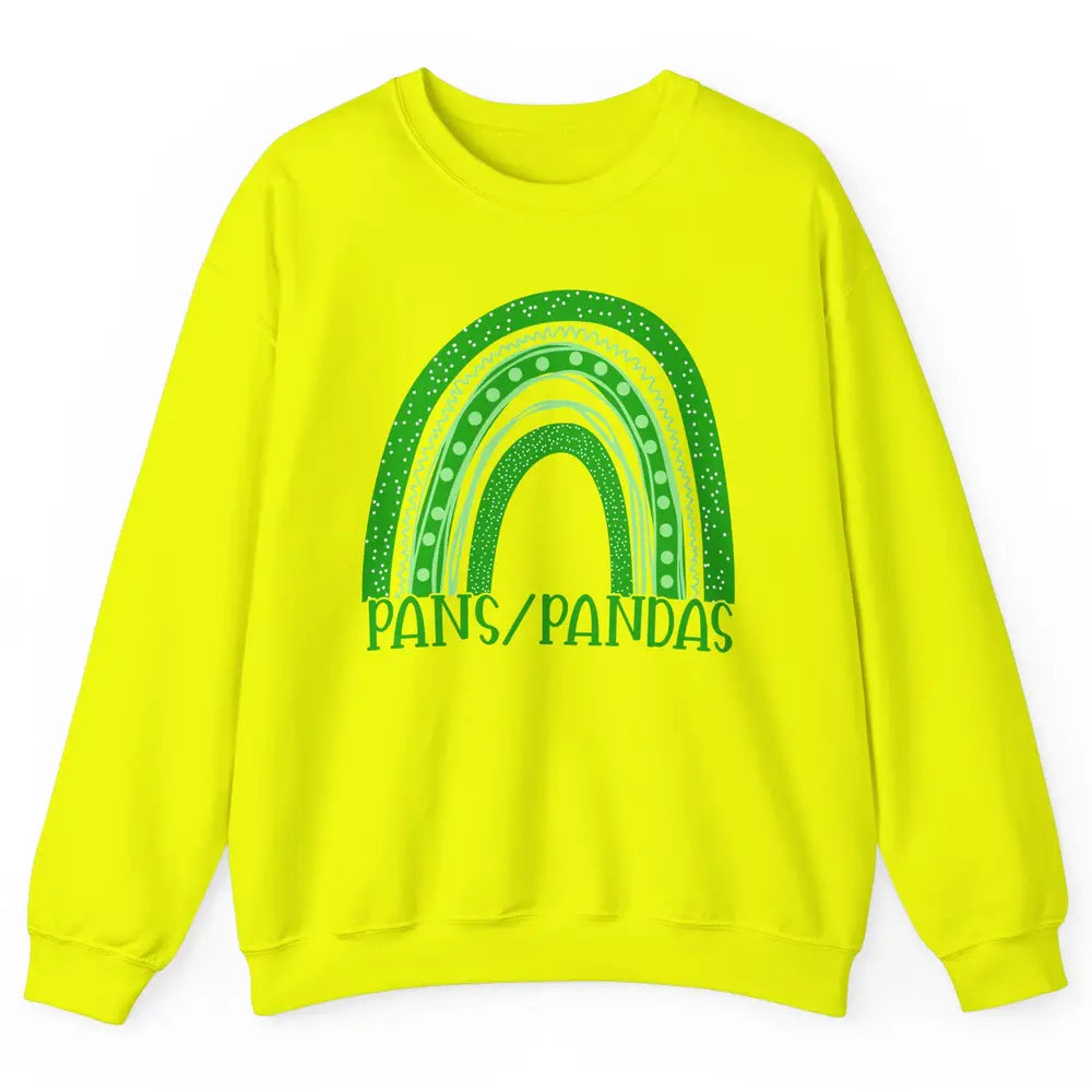 PANS/PANDAS Awareness Floral Green Ribbon Rainbow Pans Unisex Crewneck Sweatshirt