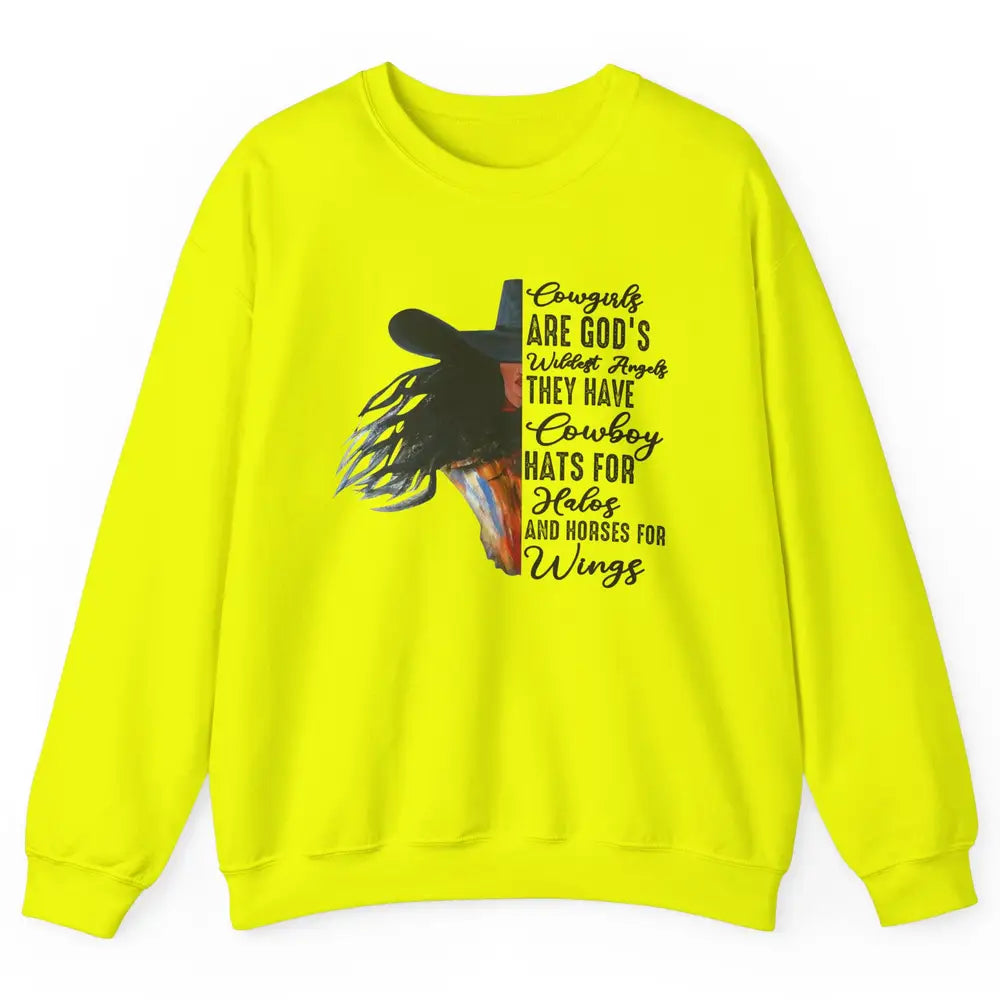 Retro Cowgirls Are God's Wildest Angel Western Country Rodeo Unisex Crewneck Sweatshirt