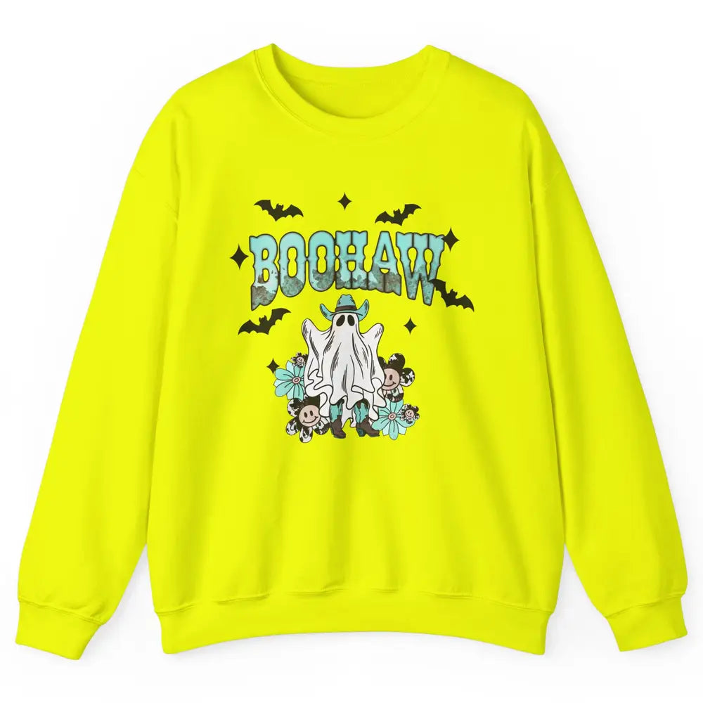 Retro Cowboy Ghost Boohaw Boot Scooting Western Halloween Unisex Crewneck Sweatshirt