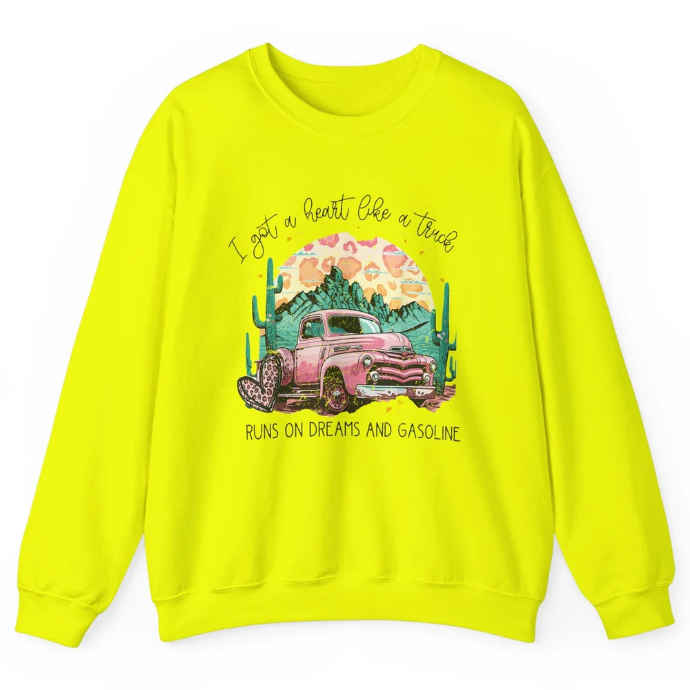 Retro Desert Truck Got A Heart Like A Truck Western Country Unisex Crewneck Sweatshirt