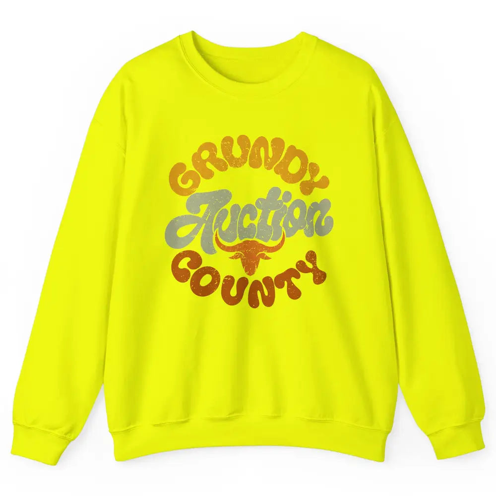 Retro Cow Cattle Grundy County Auction Western Country Farm Unisex Crewneck Sweatshirt