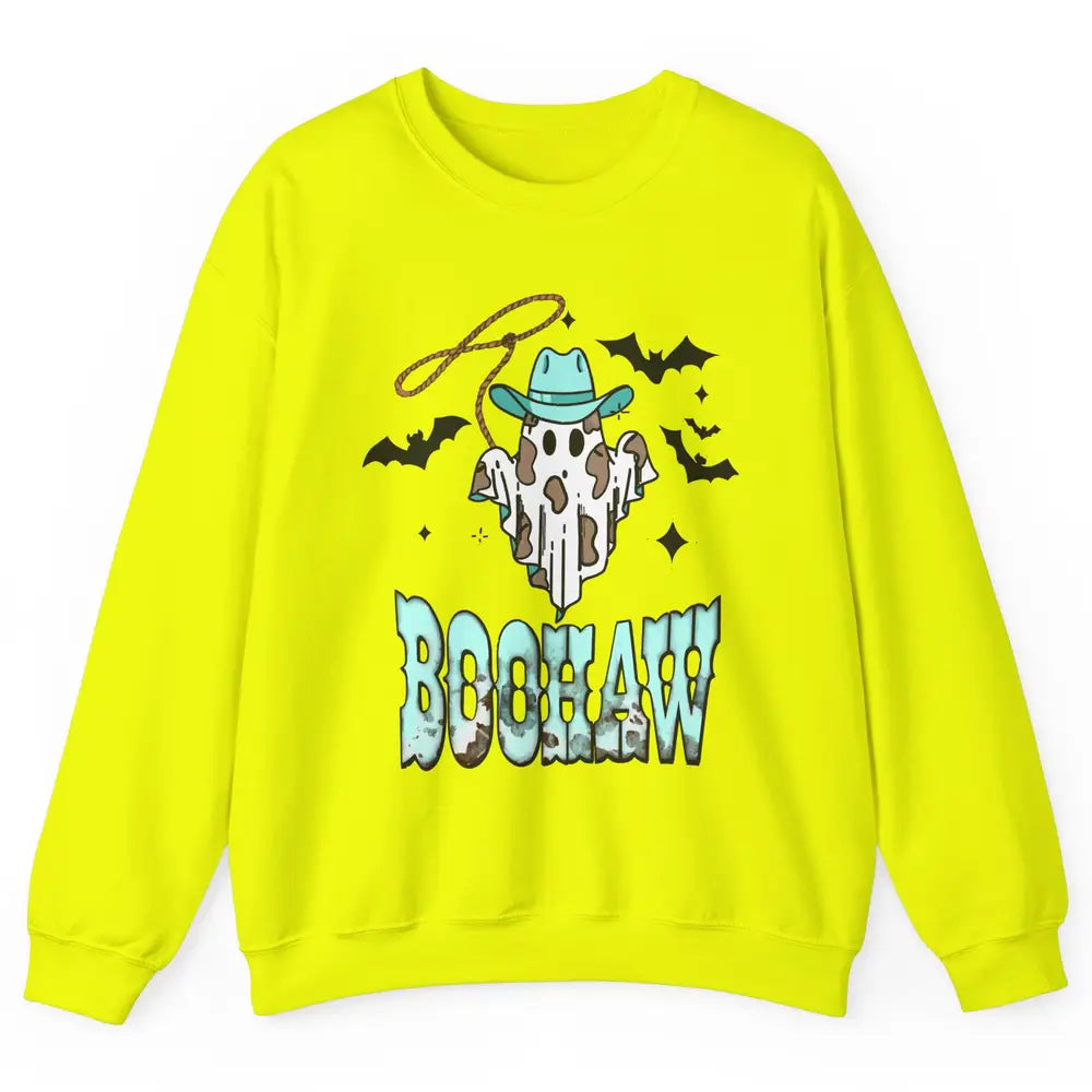 Retro Halloween Boohaw Cowboy Ghost Spooky Western Halloween Unisex Crewneck Sweatshirt