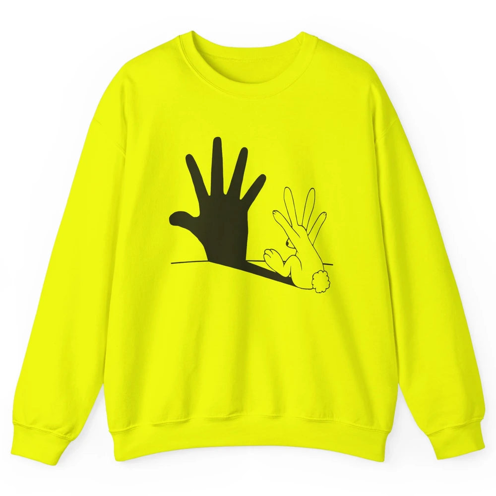 Rabbit Hand Shadow Funny Life Jokes Funny Rabbit Bunny Lover Unisex Crewneck Sweatshirt