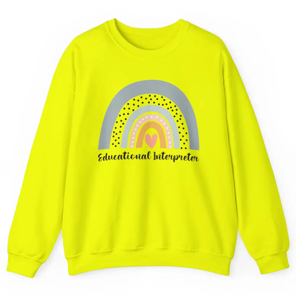 Retro Boho Rainbow Educational Interpreter Back To School Unisex Crewneck Sweatshirt