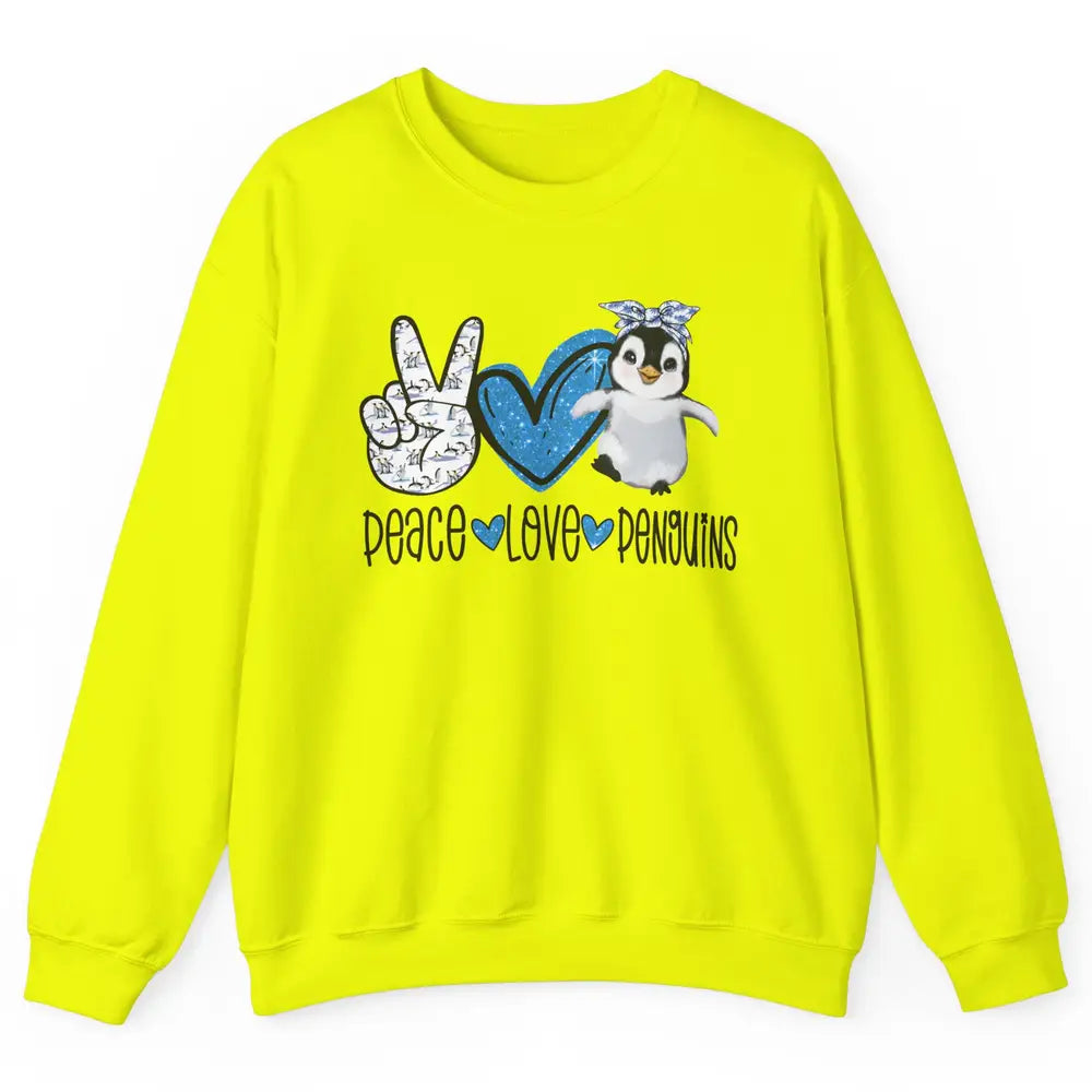 Peace Love Penguins With Headband Baby Penguins Lovers Gift Unisex Crewneck Sweatshirt