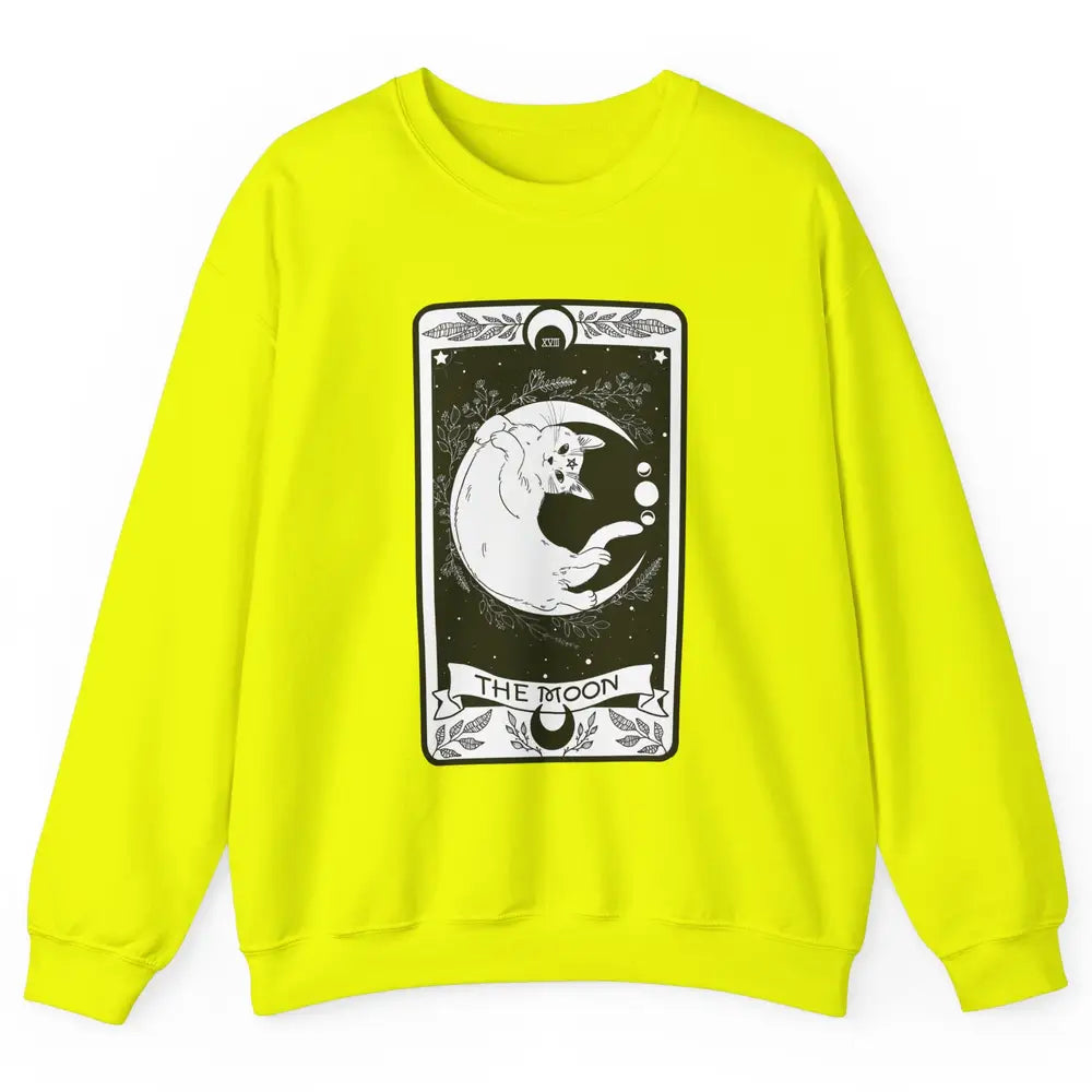Retro Halloween Gothic Cat The Moon Tarot Card Witchcraft Unisex Crewneck Sweatshirt
