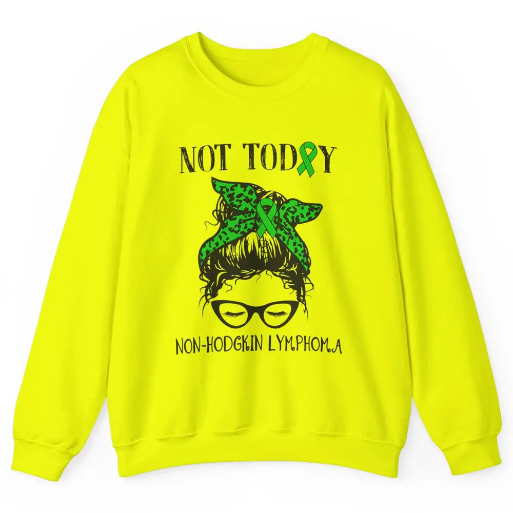 Non-Hodgkin Lymphoma Cancer Warrior Messy Hair Leopard Green Unisex Crewneck Sweatshirt