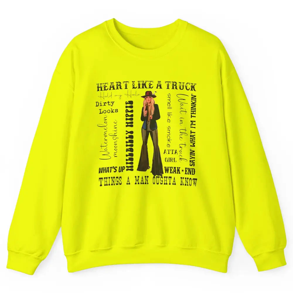 Retro Cowgirl He Said Wait In The Truck Western Country Unisex Crewneck Sweatshirt