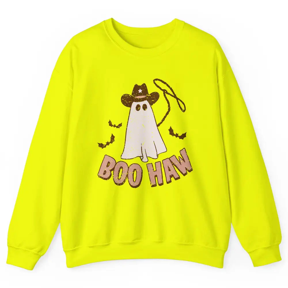 Retro Cowboo Boo Haw Ghost Fall Spooky Season Western Cowboy Unisex Crewneck Sweatshirt