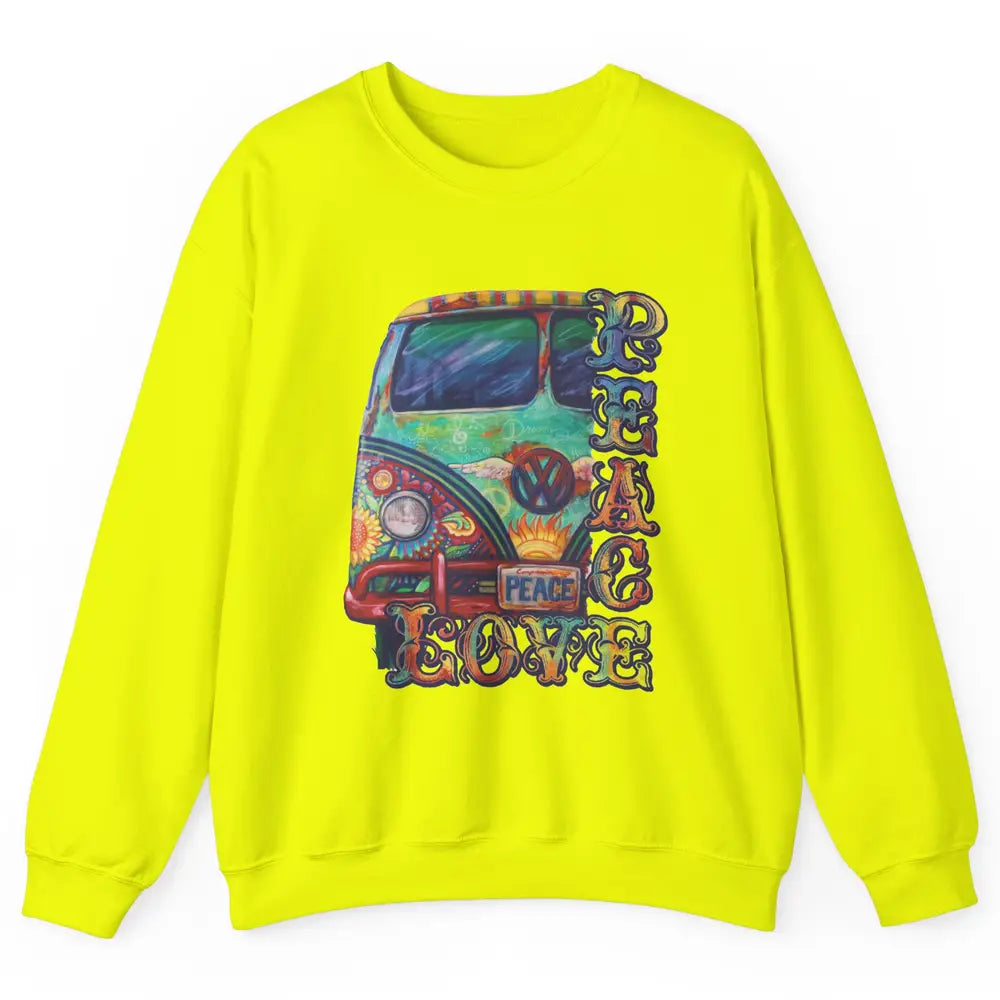 Peace And Love Hippie Van Peacemobile Vintage Gift Camping Unisex Crewneck Sweatshirt