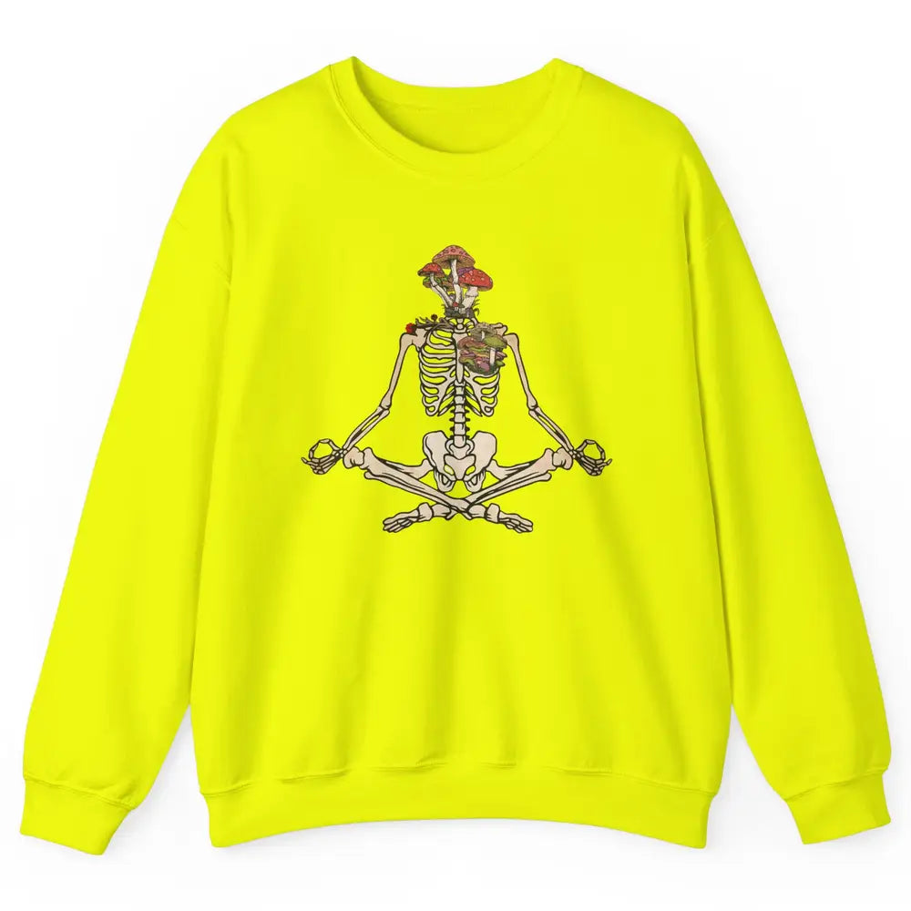 Vintage Skeleton Rib Mushroom Yoga Plants Lover Gardening Unisex Crewneck Sweatshirt