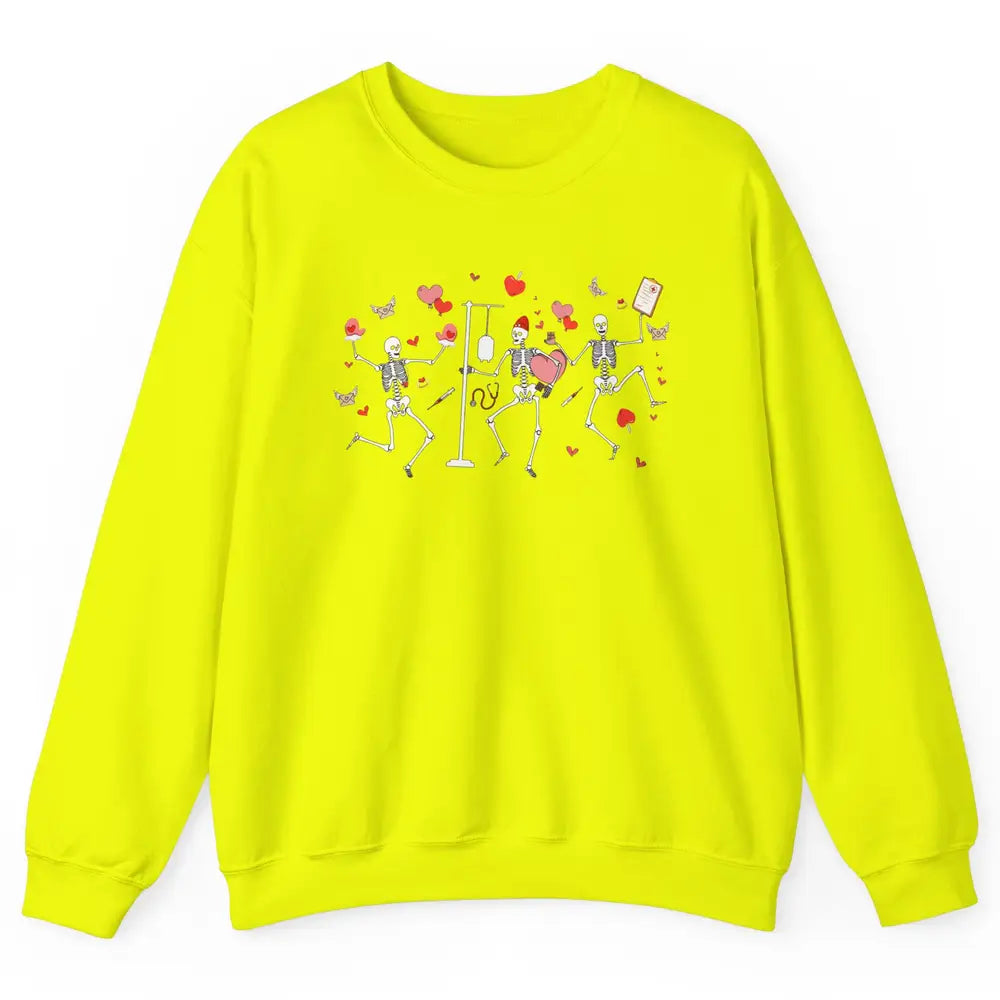 Nurse Skeleton Dance Roses Are Red Inside I'm Dead Valentine Unisex Crewneck Sweatshirt