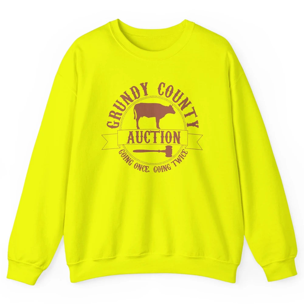 Retro Cow Cattle Grundy County Auction Western Country Farm Unisex Crewneck Sweatshirt