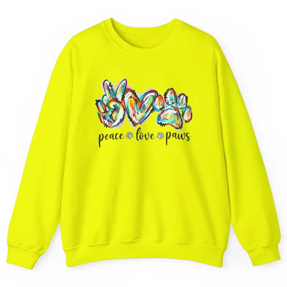 Peace Love Paws Cute Dog Cat Pet Mom Boho Rainbow Fur Lovers Unisex Crewneck Sweatshirt