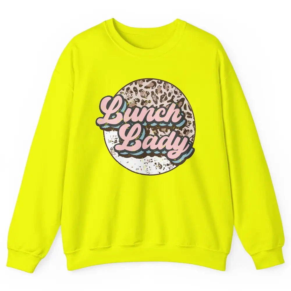 Retro Leopard Lunch Lady Cafeteria Life Lunch Lady Halloween Unisex Crewneck Sweatshirt