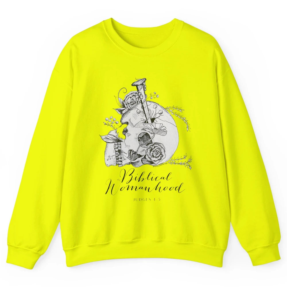 Biblical Womanhood Skull Floral Bible God Women Feminism Unisex Crewneck Sweatshirt