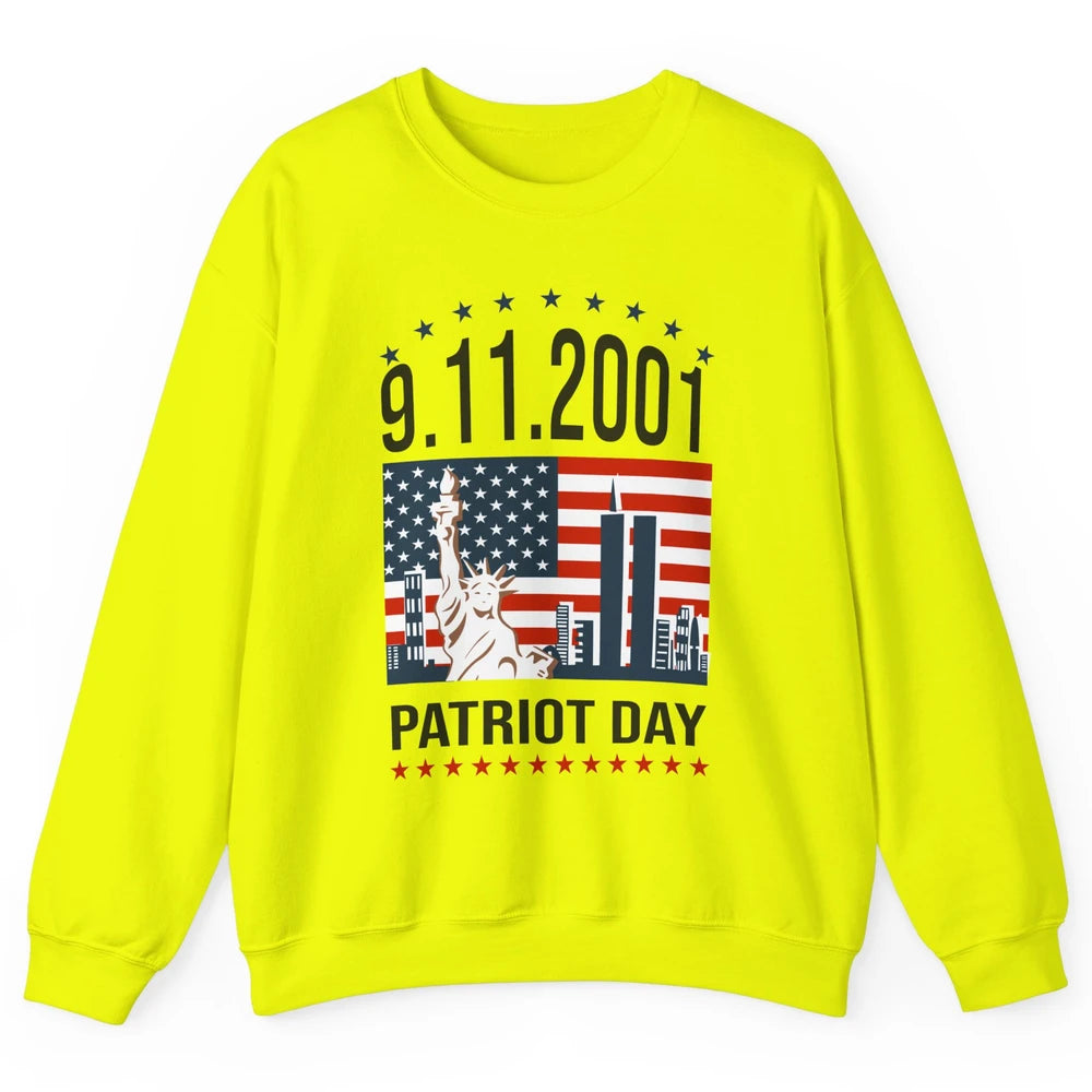 Never Forget 9-11-2001 American Flag Patriotic Memorial Day Unisex Crewneck Sweatshirt