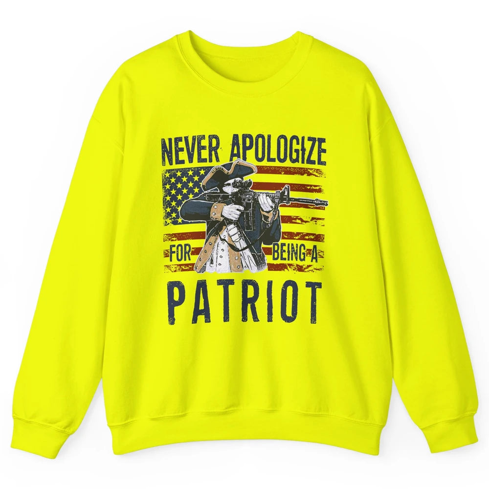 Never Apologize For Being A Patriot US Flag American Pride Unisex Crewneck Sweatshirt