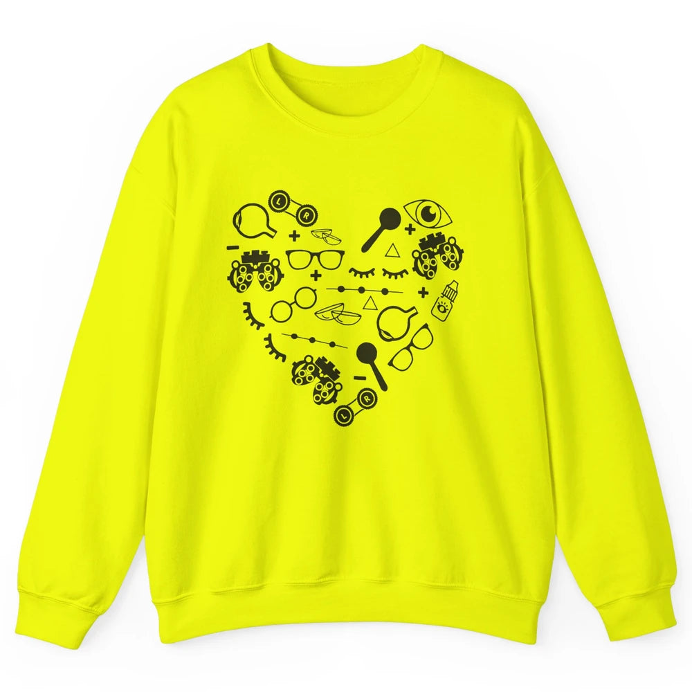 Optometry Symbols Heart Eyeglasses Spectacles Optician Life Unisex Crewneck Sweatshirt