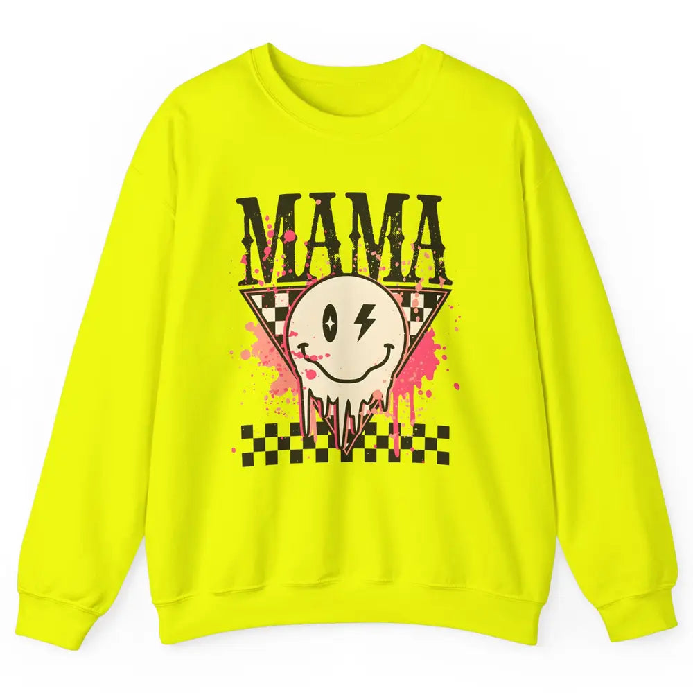 Retro Mama Lightning Bolt Smiling Face Western Mothers Day Unisex Crewneck Sweatshirt