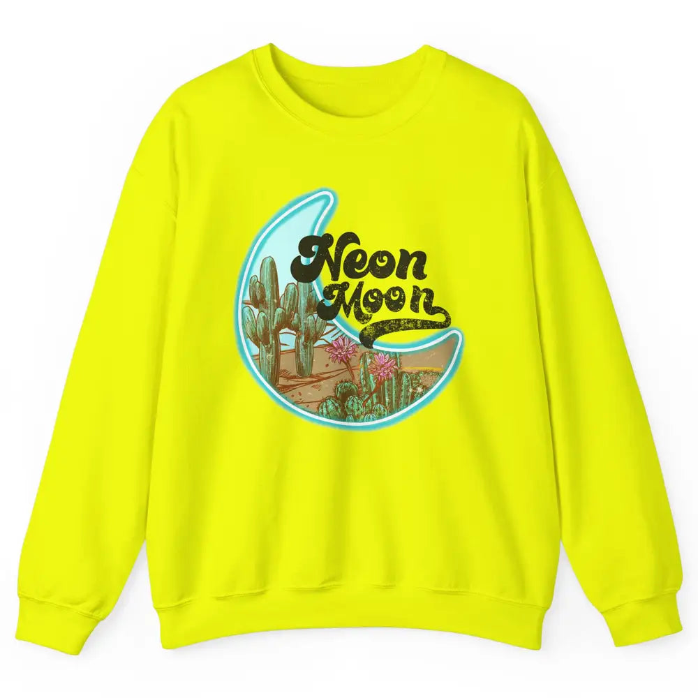 Neon Moon Cactus Flower Desert Western Cowboy Rodeo Vintage Unisex Crewneck Sweatshirt