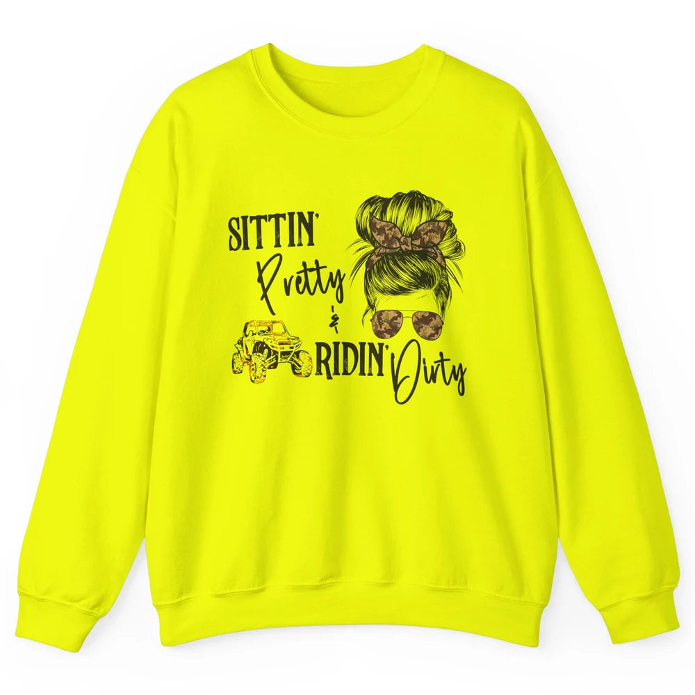 Mud Riding ATV Messy Bun Ride RZR SXS Life Country Girls Unisex Crewneck Sweatshirt