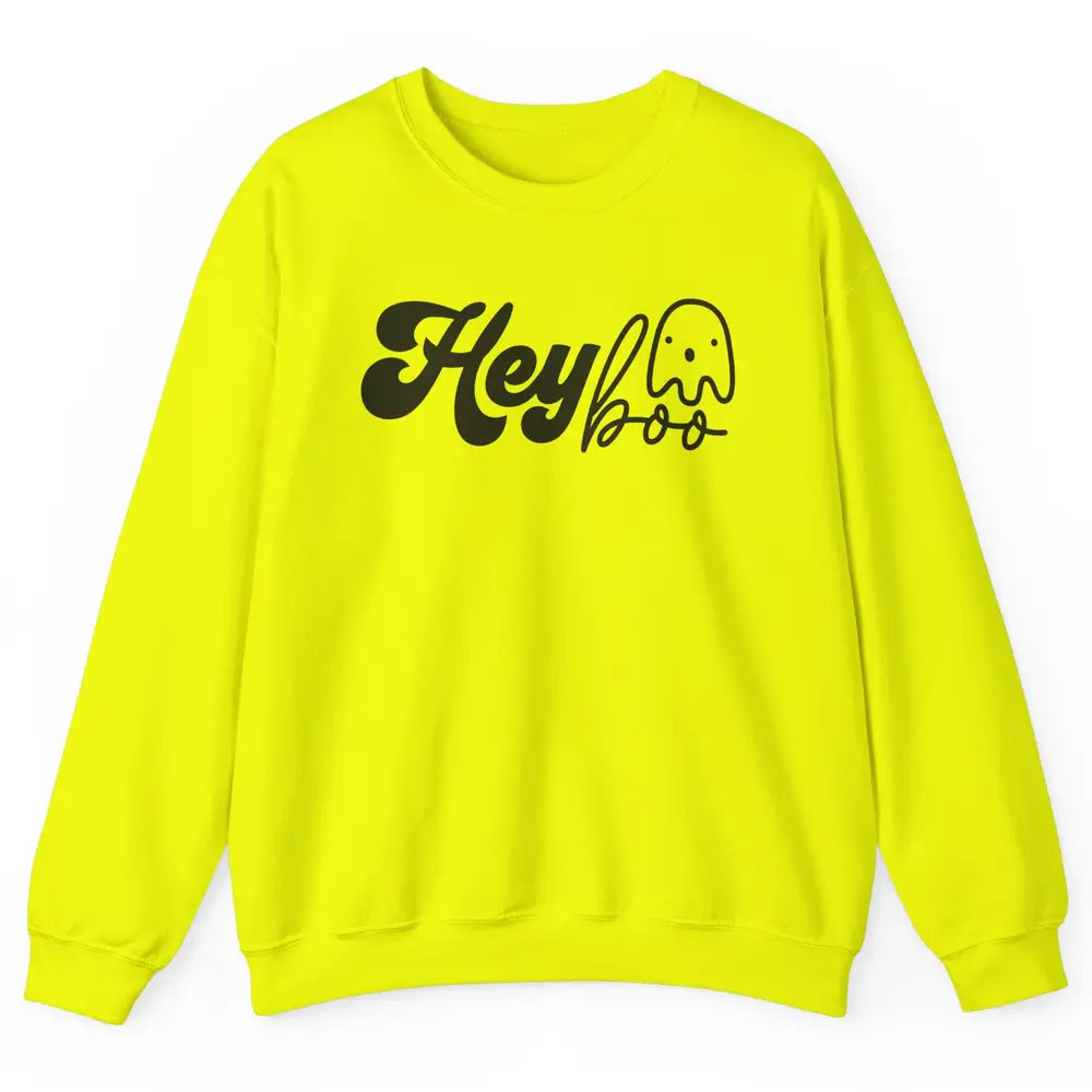 Funny Ghost Hey Boo Pumpkin Halloween Autumn Thanksgiving Unisex Crewneck Sweatshirt