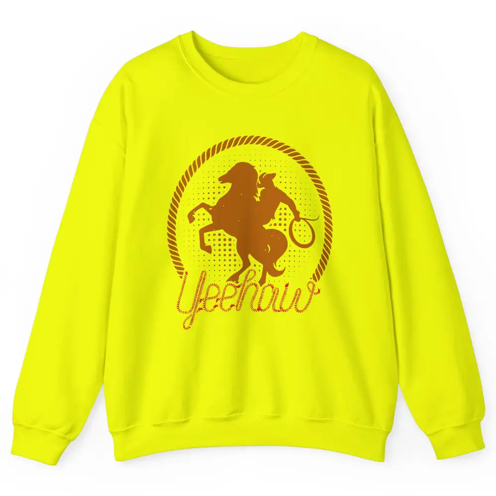 Retro Cowboy Lasso Hat Yeehaw Western Country Cowgirls Horse Unisex Crewneck Sweatshirt