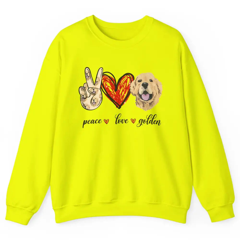 Peace Love Golden Dog Lover Golden Retriever Dad Mom Gift Unisex Crewneck Sweatshirt