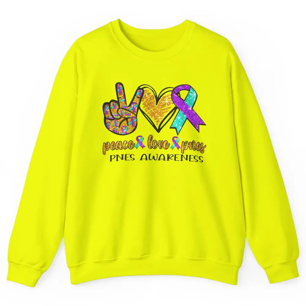 Psychogenic Non-epileptic Seizures Peace Love PNES Ribbon Unisex Crewneck Sweatshirt