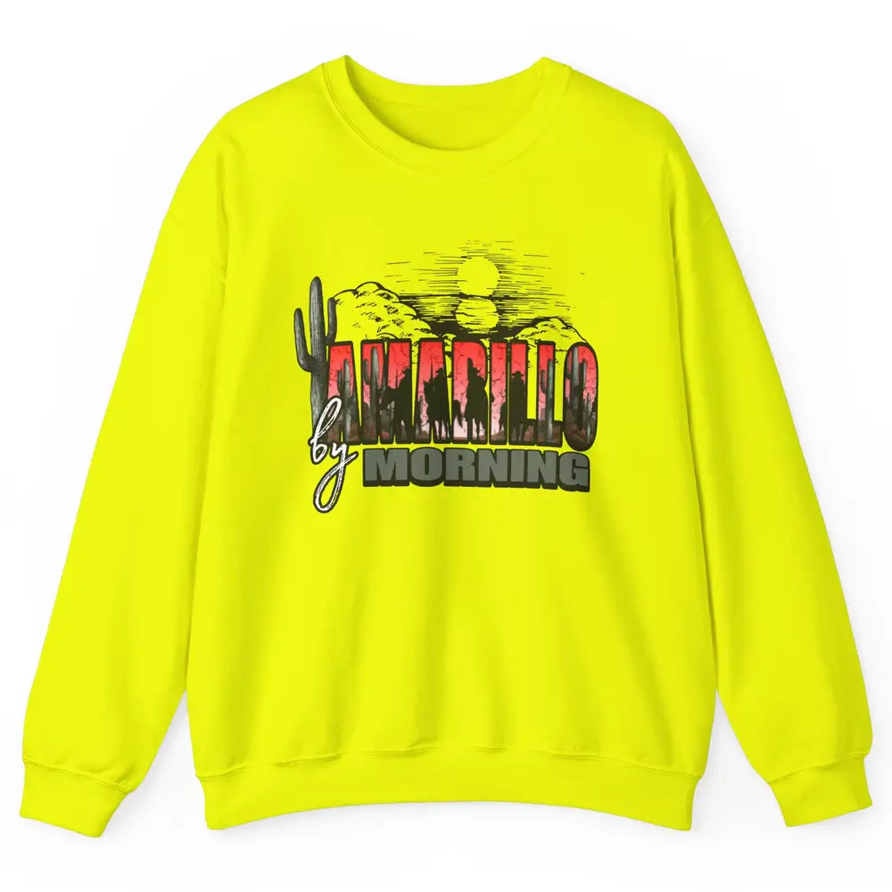 Retro Desert Sunset Amarillo By Morning Western Cowboy Unisex Crewneck Sweatshirt