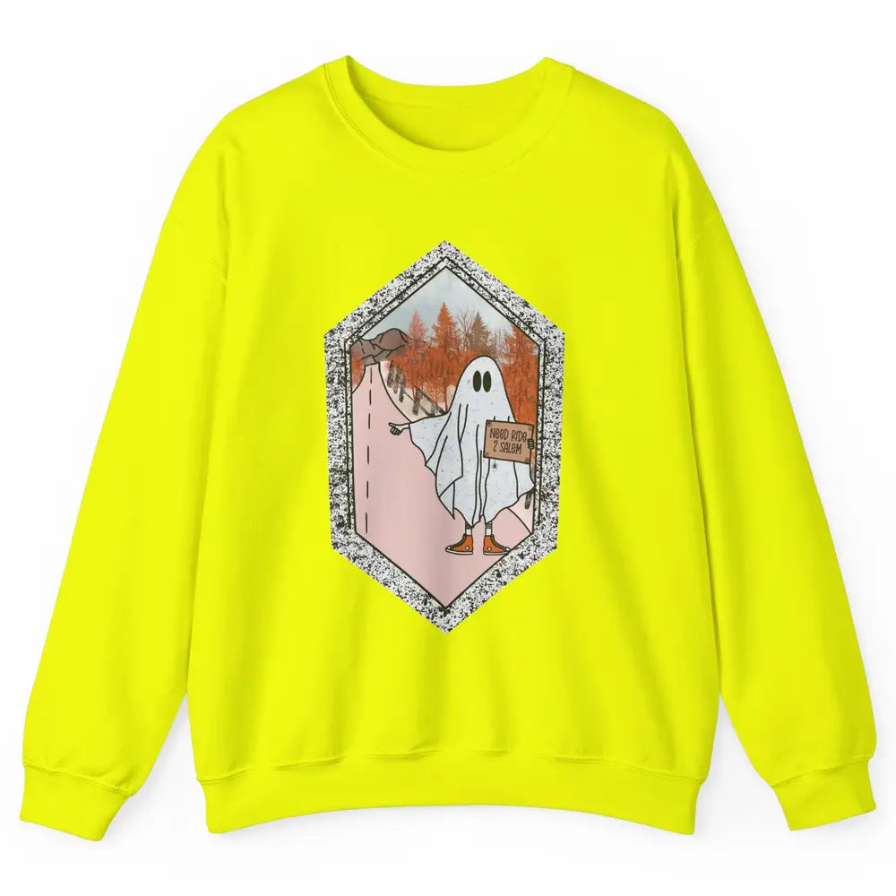 Funny Ghost Need Ride To Salem Witch Halloween Costume Unisex Crewneck Sweatshirt