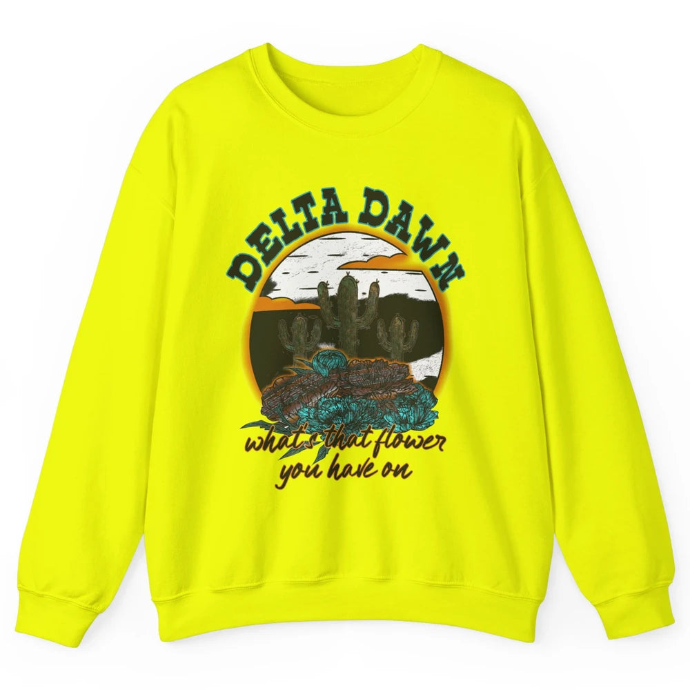 Retro Desert Night Delta Dawn What's That Flower Western Unisex Crewneck Sweatshirt