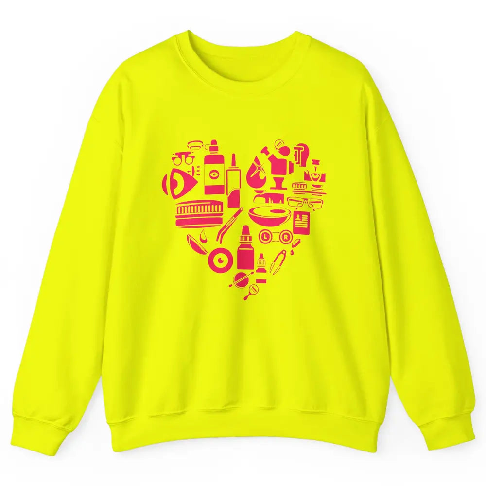 Optometrist Tools Heart Eye Doctor Optician Ophthalmic Tech Unisex Crewneck Sweatshirt