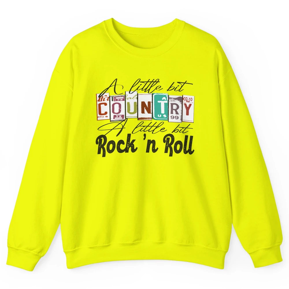 Retro A Little Bit Country A Little Bit Rock n Roll Western Unisex Crewneck Sweatshirt