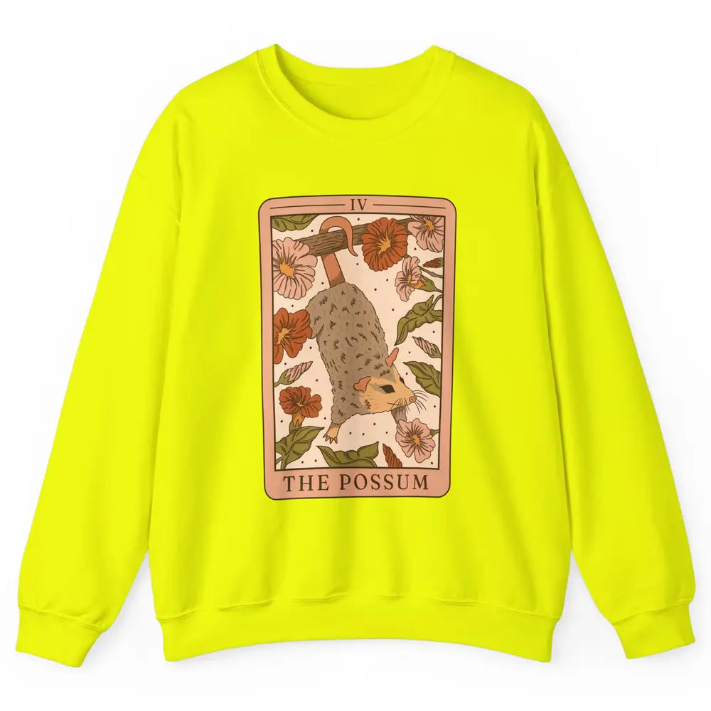 Possum Tarot Card Floral Possum Cat Lovers Team Trash Unisex Crewneck Sweatshirt