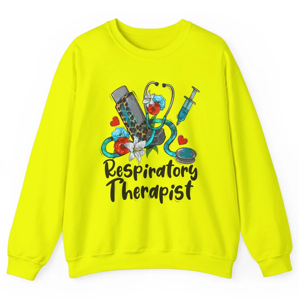 Respiratory Therapist Leopard Stethoscope Western Country RT Unisex Crewneck Sweatshirt