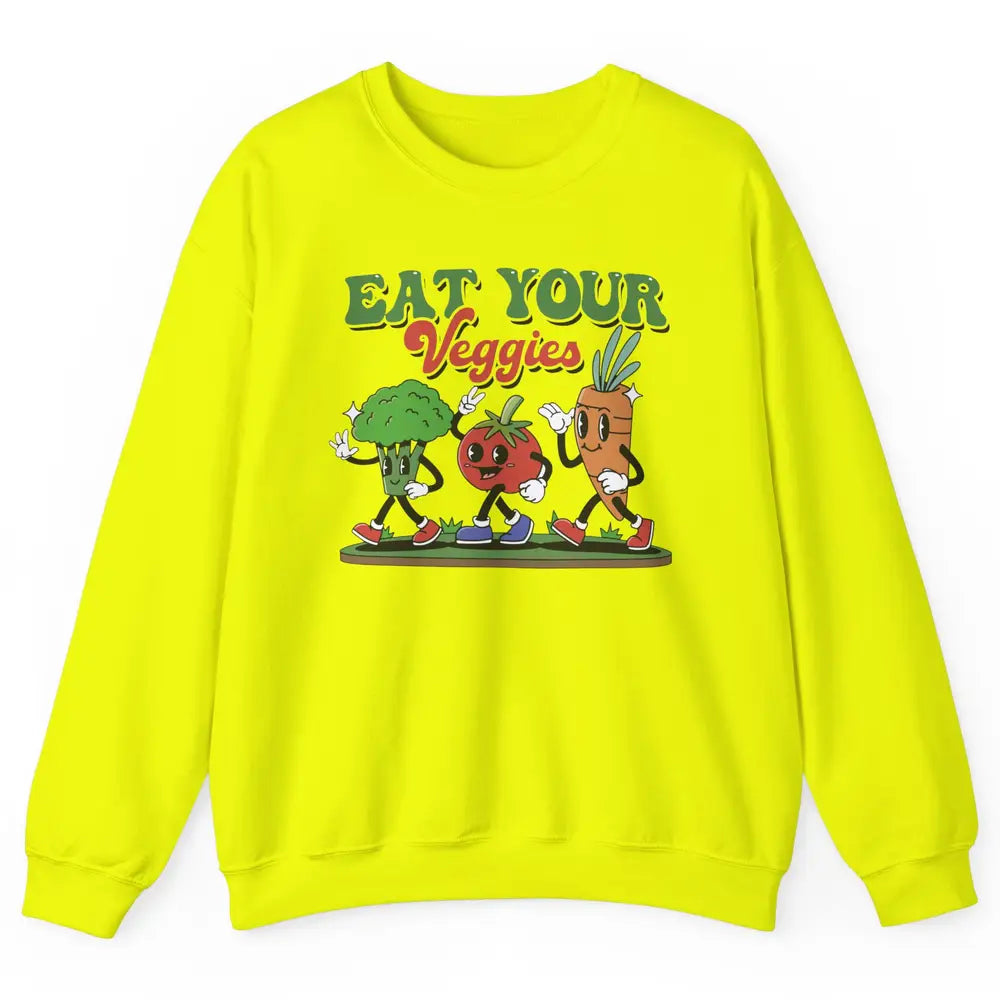 Retro Farm Fruit Eat Your Veggies Gardening Vegan Farmer Unisex Crewneck Sweatshirt