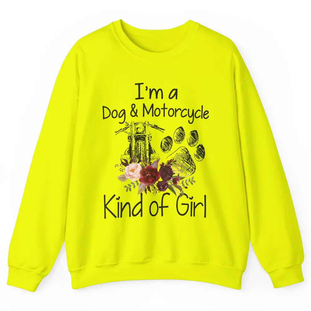 Retro Floral Motorbike I'm Dog Motorcycle Kinda Girl Dog Mom Unisex Crewneck Sweatshirt