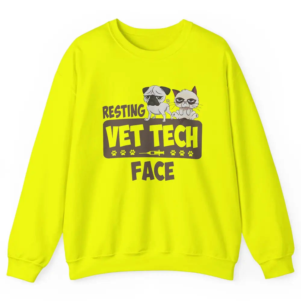 Resting Vet Tech Animal Face Nurse Veterinarian Dog Cat Paw Unisex Crewneck Sweatshirt
