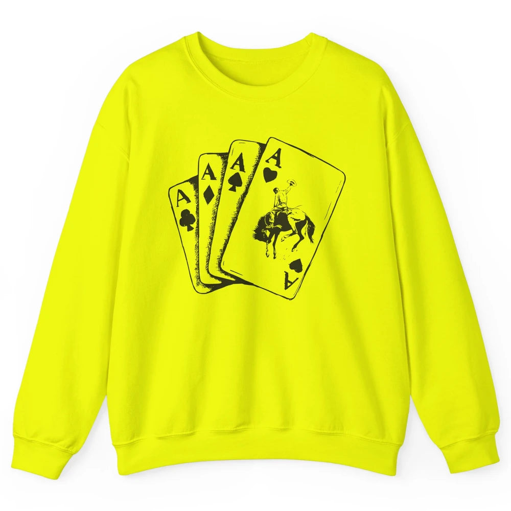 Punchy Cowboy Hold Your Horses Cards Western Country Rodeo Unisex Crewneck Sweatshirt