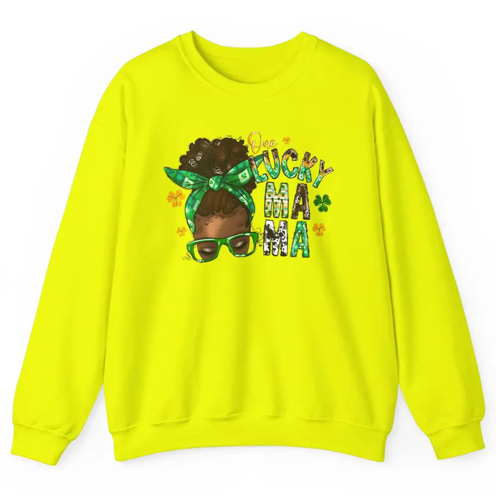 One Lucky Mama Afro Mom St Patrick's Day Black Mother Gift Unisex Crewneck Sweatshirt