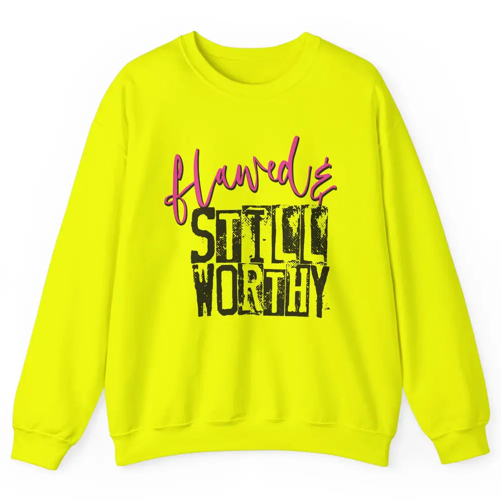 Retro Flawed But Still Worthy Bible Christian Religious Unisex Crewneck Sweatshirt