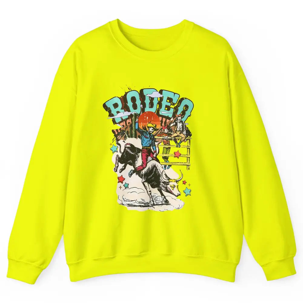 Retro Cowboy Horsing Rodeo Dad Bull Racing Western Country Unisex Crewneck Sweatshirt