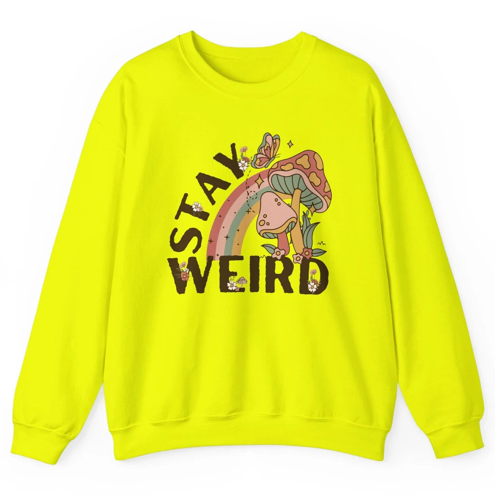 Retro Mushroom Stay Weird Mushy Butterfly Hippie Botanical Unisex Crewneck Sweatshirt
