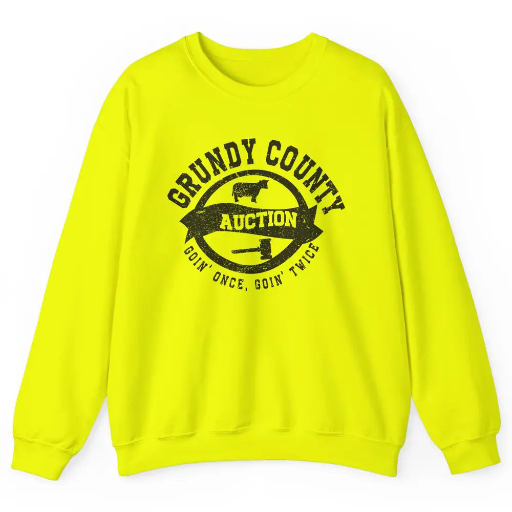 Retro Bull Skull Grundy County Auction Western Country Farm Unisex Crewneck Sweatshirt
