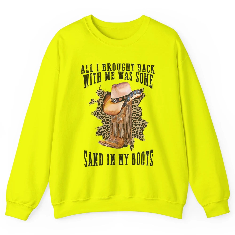 Retro Leopard Sand In My Boot Western Country Cowgirl Cowboy Unisex Crewneck Sweatshirt