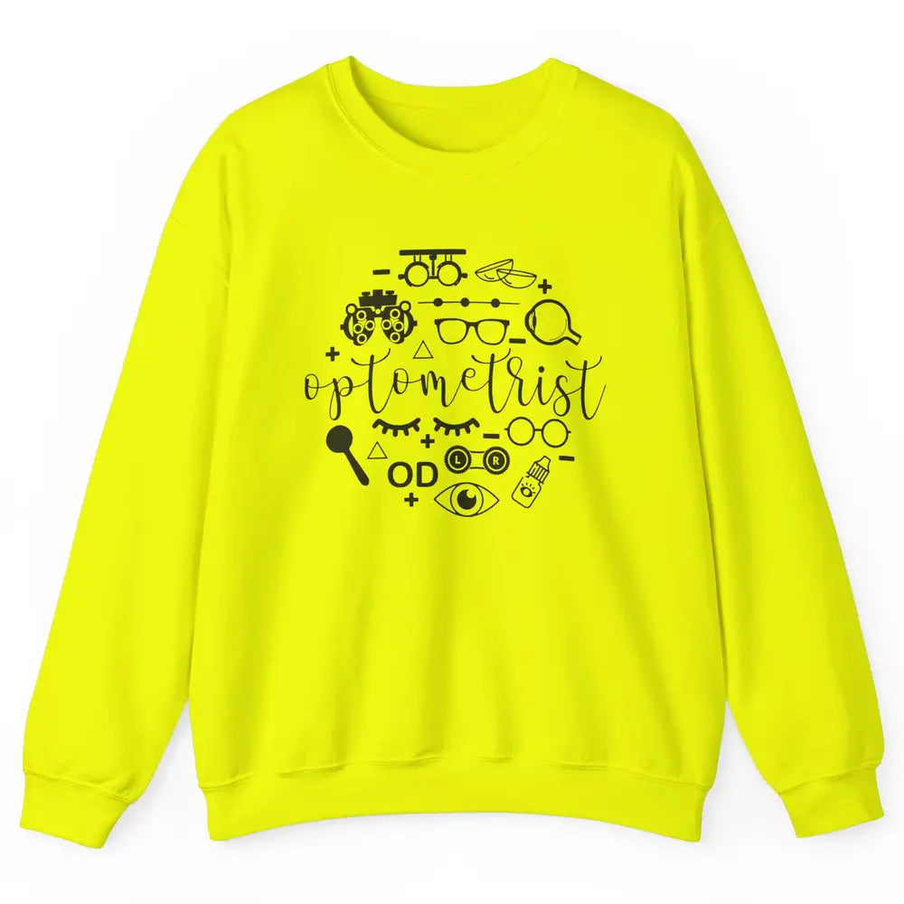 Optometry Symbols Optometrist Eyeglasses Spectacles Optician Unisex Crewneck Sweatshirt